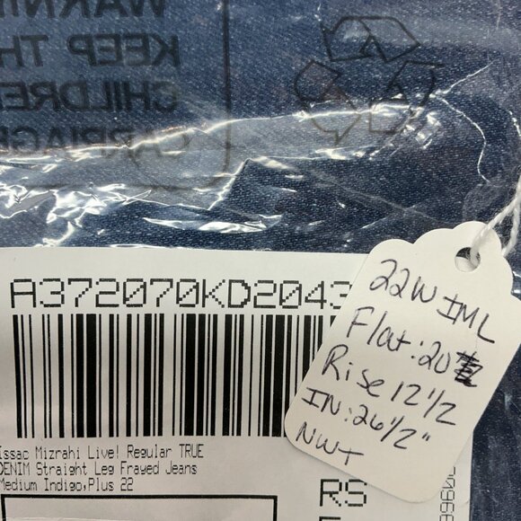 22W JEANS TRUE DENIM Straight Leg Frayed Jeans NWT SUPER NICE! IML! QVC JEANS - Picture 11 of 11